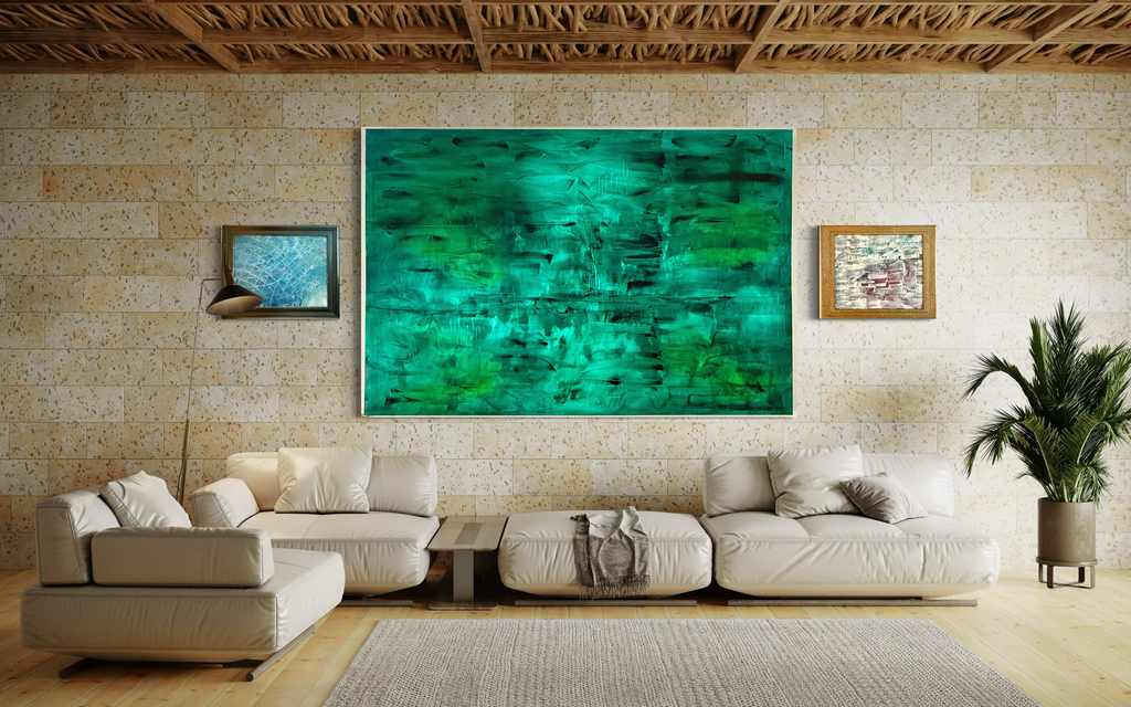 Emerald Reverie | Original Large-Scale Abstract Painting | 40" x 60" Acrylic on Canvas