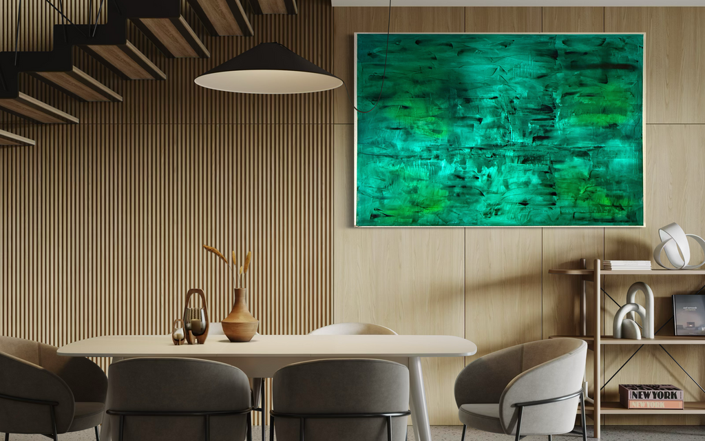Emerald Reverie | Original Large-Scale Abstract Painting | 40" x 60" Acrylic on Canvas