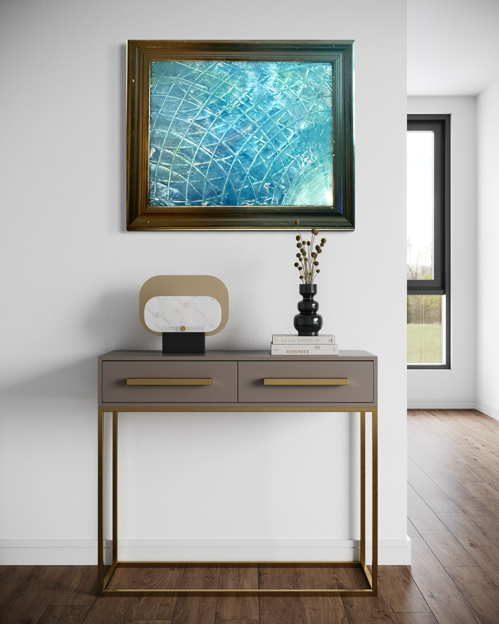 Azure Arc — Blue Abstract Textured Canvas Wall Art