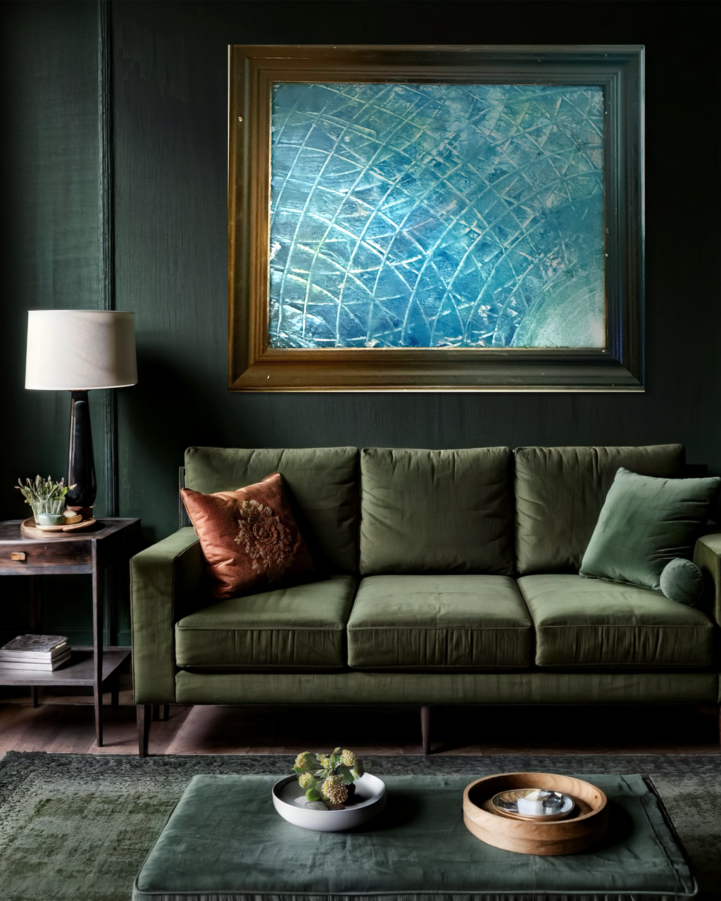 Azure Arc — Blue Abstract Textured Canvas Wall Art