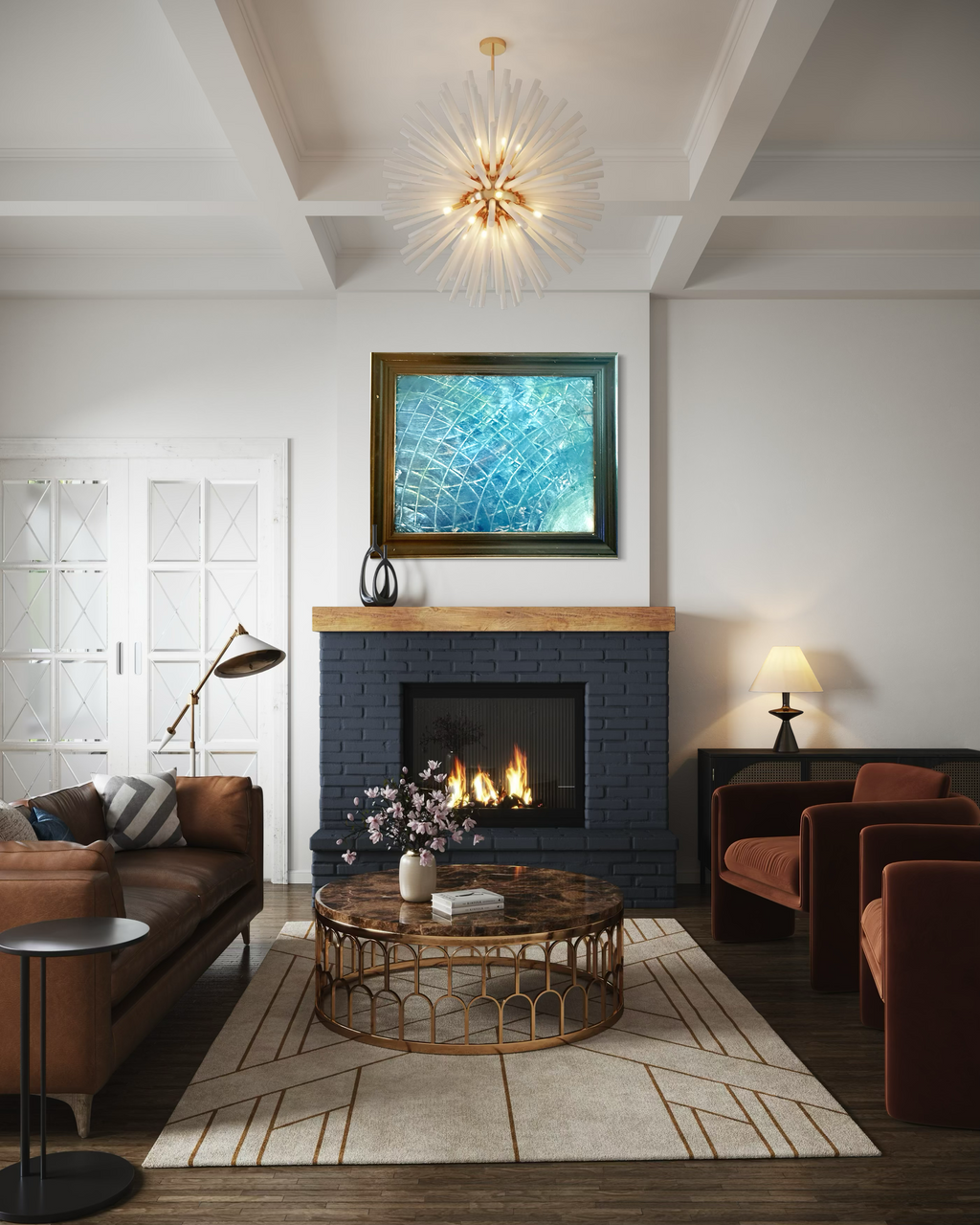Azure Arc — Blue Abstract Textured Canvas Wall Art