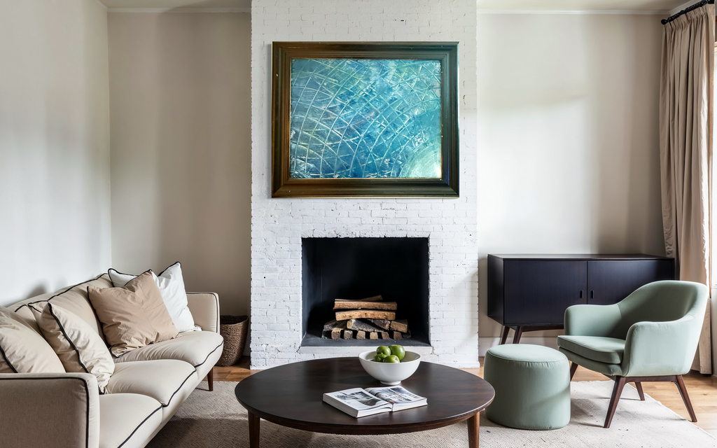 Azure Arc — Blue Abstract Textured Canvas Wall Art