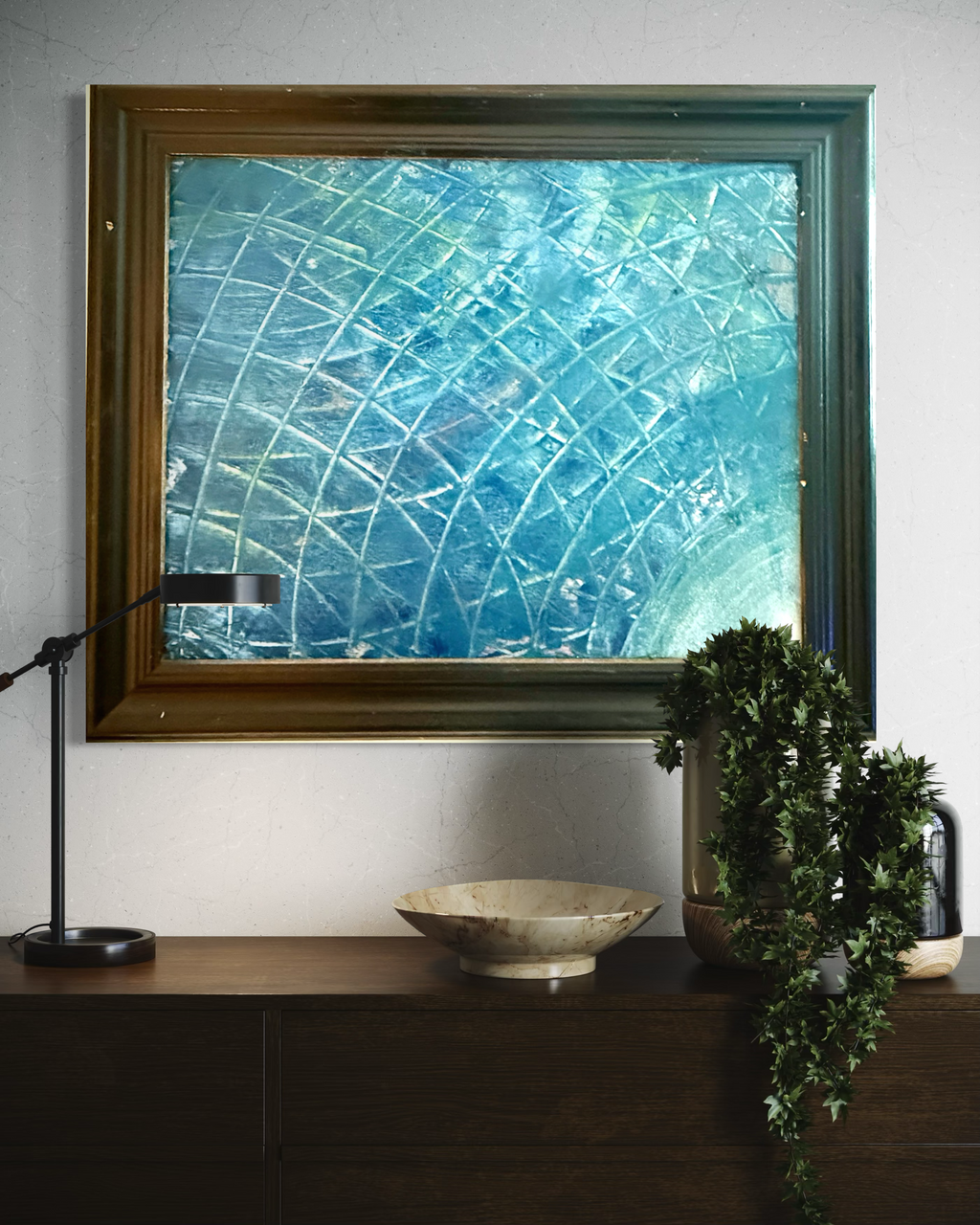 Azure Arc — Blue Abstract Textured Canvas Wall Art