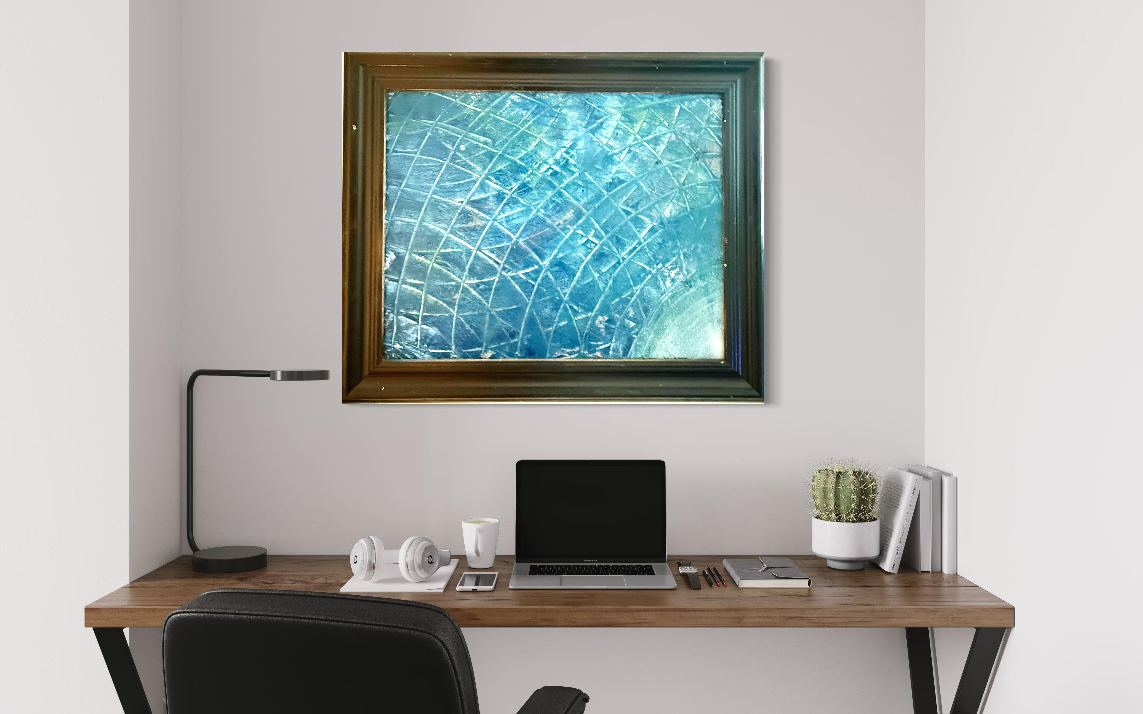 Azure Arc — Blue Abstract Textured Canvas Wall Art