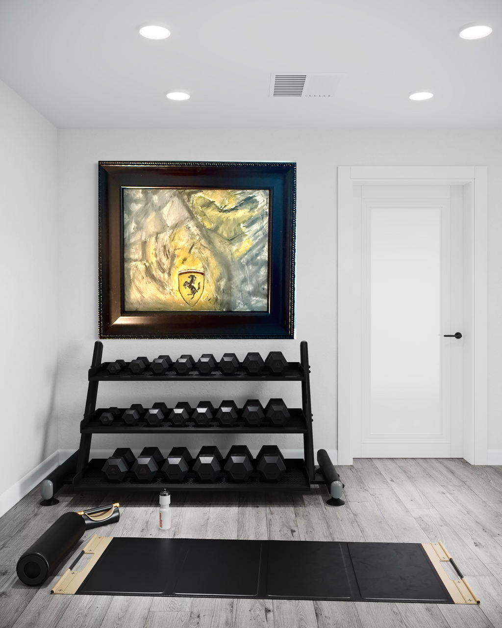 Original Ferrari Expressionist Oil Painting – Bold Statement Art with Dark Custom Frame