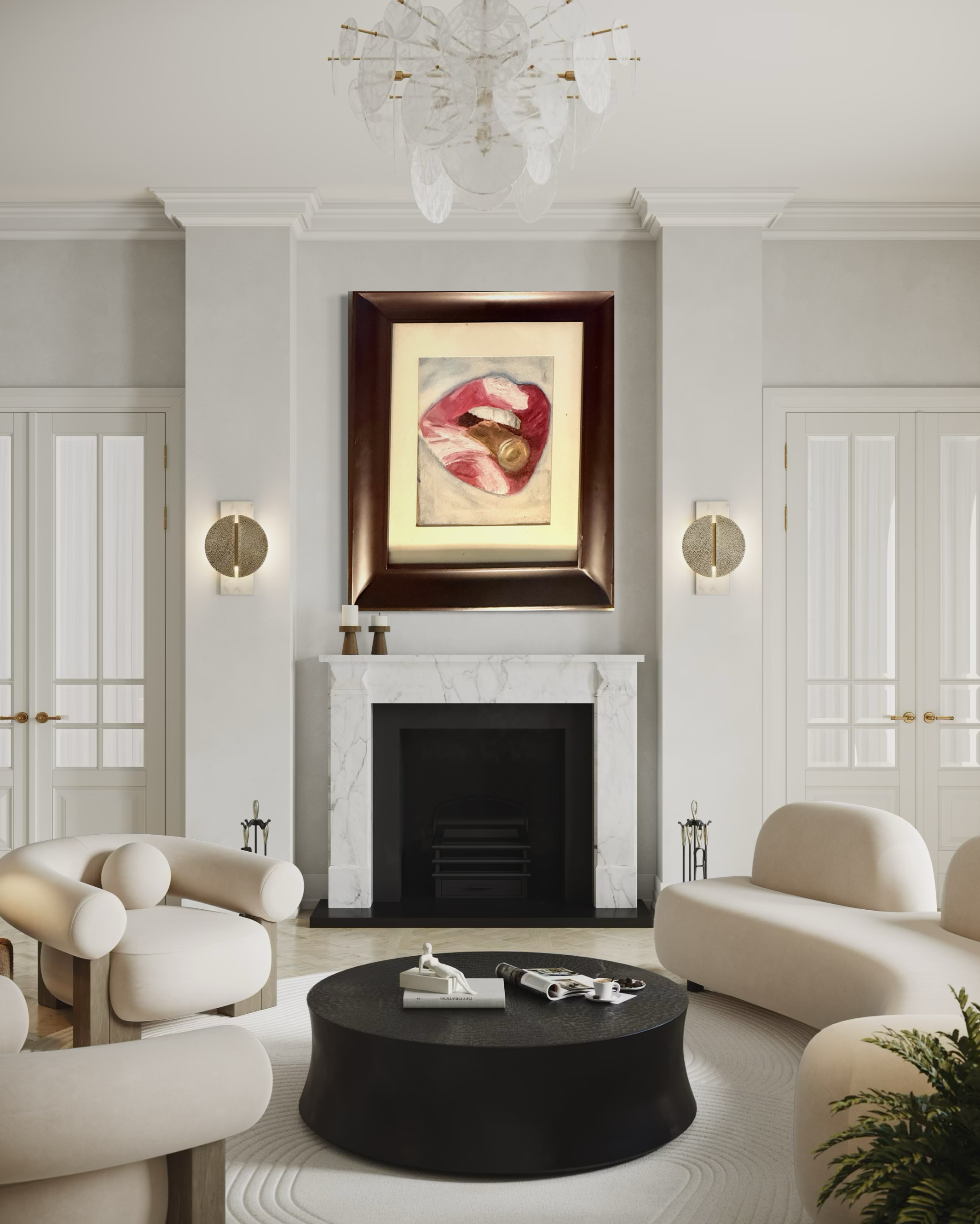 Large Framed Lips Canvas Art – Modern Pop Art Statement Painting