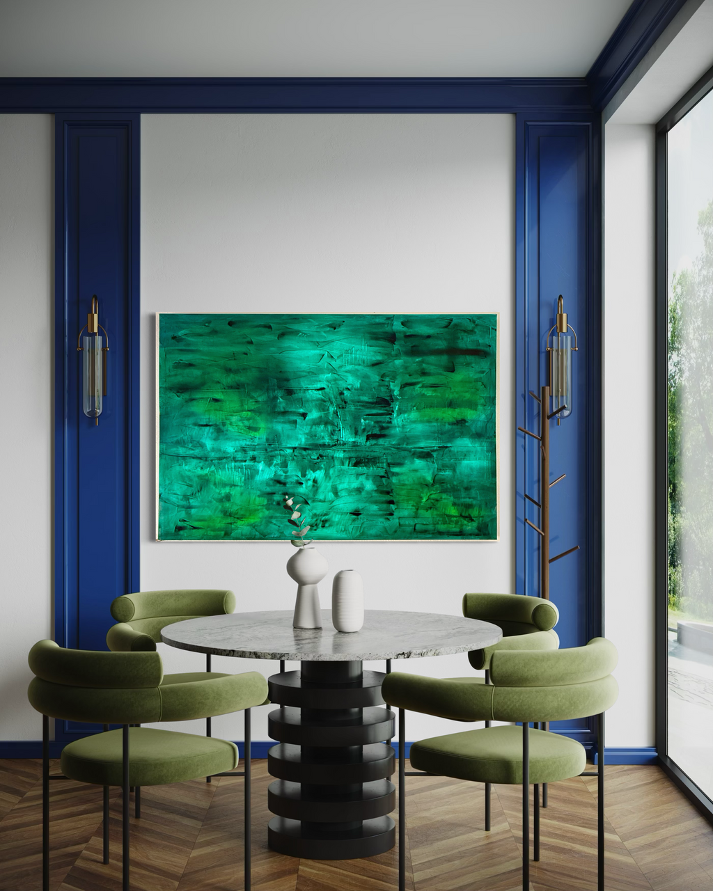 Emerald Reverie | Original Large-Scale Abstract Painting | 40" x 60" Acrylic on Canvas