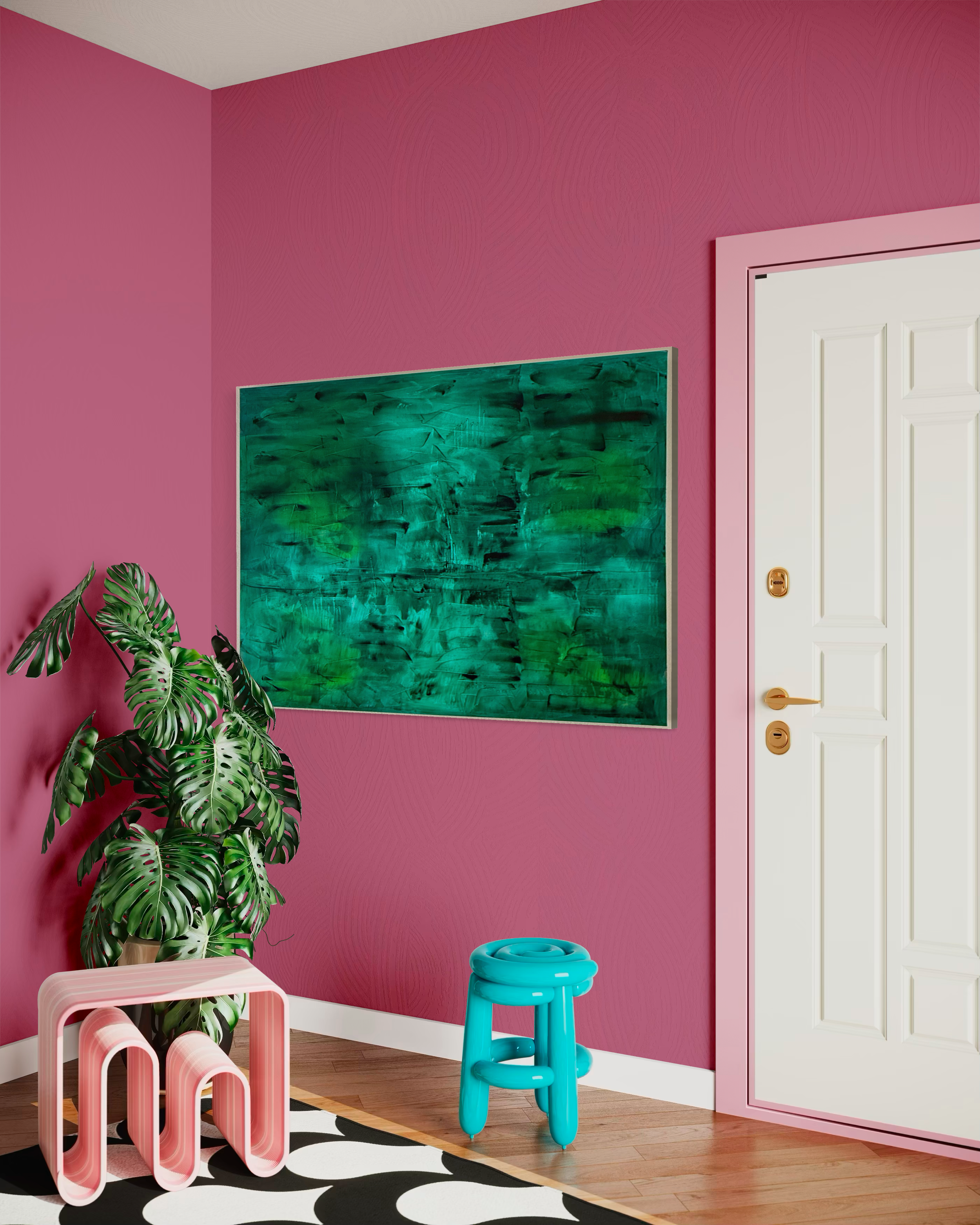 Emerald Reverie | Original Large-Scale Abstract Painting | 40" x 60" Acrylic on Canvas