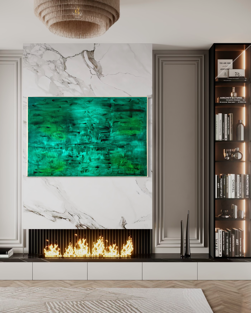 Emerald Reverie | Original Large-Scale Abstract Painting | 40" x 60" Acrylic on Canvas