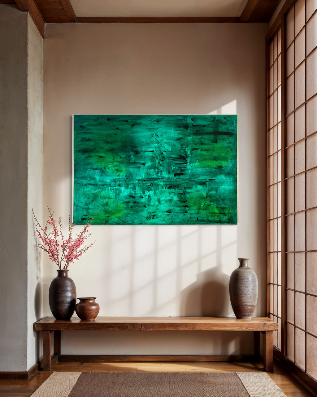Emerald Reverie | Original Large-Scale Abstract Painting | 40" x 60" Acrylic on Canvas