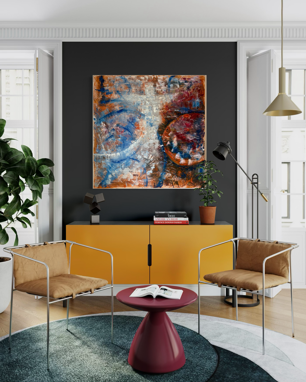 Mirage Duet | Original Square-Format Abstract Painting | 48" x 48" Mixed Media on Canvas