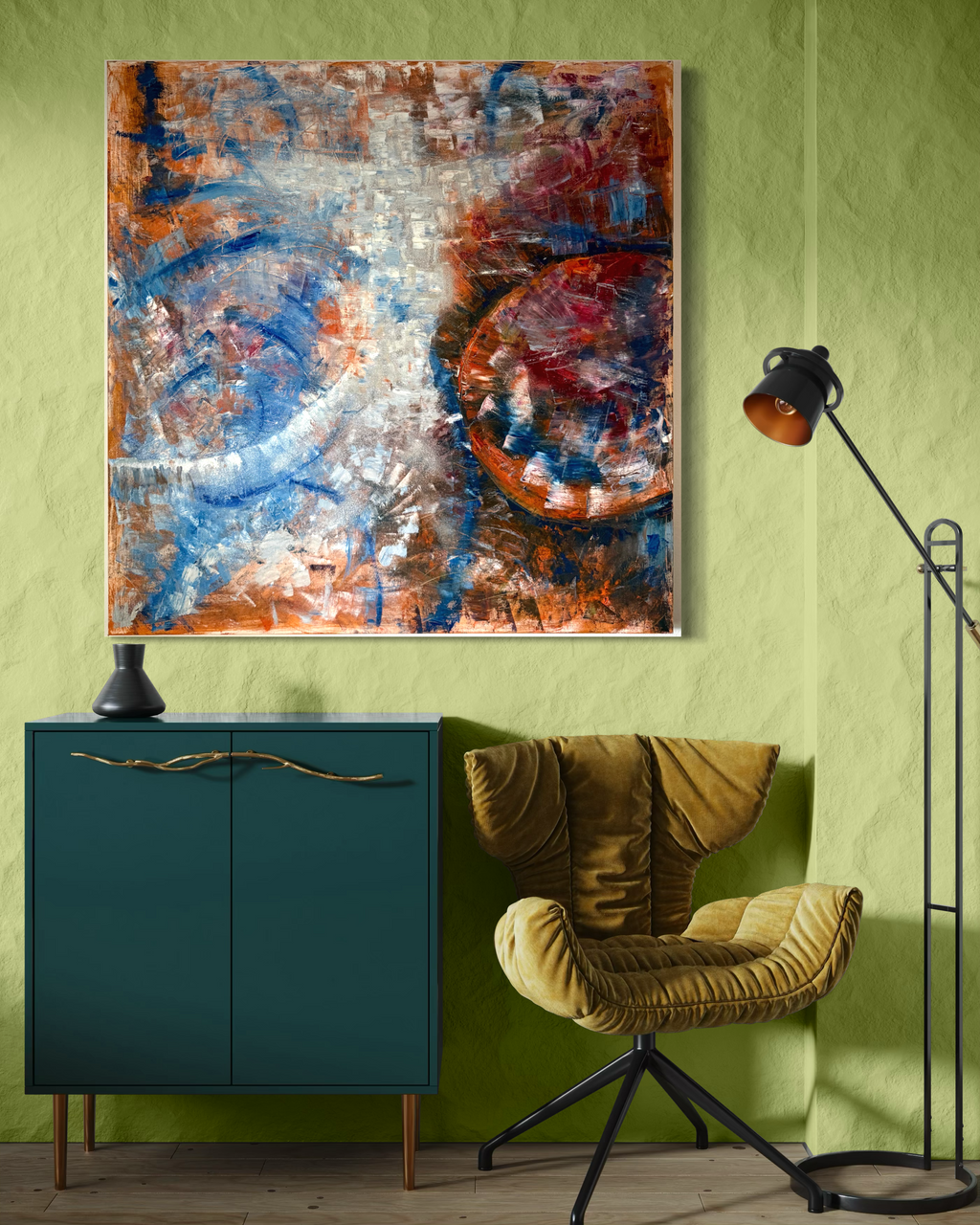 Mirage Duet | Original Square-Format Abstract Painting | 48" x 48" Mixed Media on Canvas