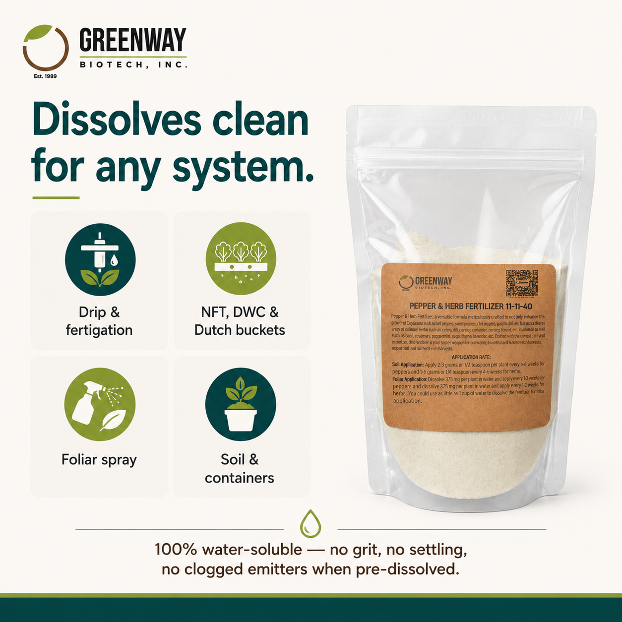 Pepper and Herb Fertilizer 11-11-40 | Chelated Micronutrients | Hydroponics, Soil & Foliar Application